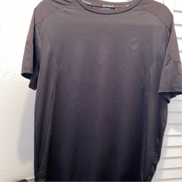SPYDER ACTIVE “ProWeb Shirt” Black Size Medium Short Sleeves Stretchy NWT - Picture 1 of 6
